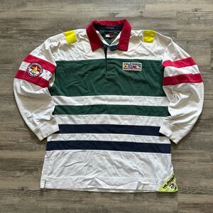 Vintage Tommy Hilfiger Sailing Team Striped Rugby Long Sleeve Shirt XXL RARE
